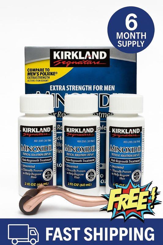Minoxidil Kirkland 6-Month Supply + FREE Derma Roller for Hair Growth