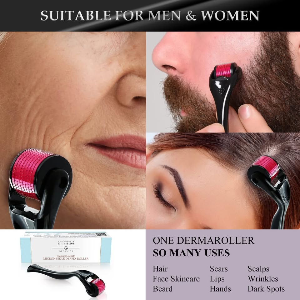 Titanium Derma Roller for Beard, Hair & Skin – Regrowth & Rejuvenation