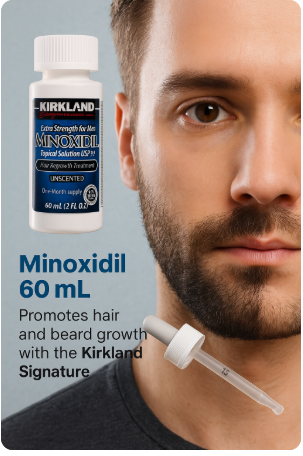 Minoxidil Kirkland 1-Month Supply + FREE Derma Roller for Hair Growth
